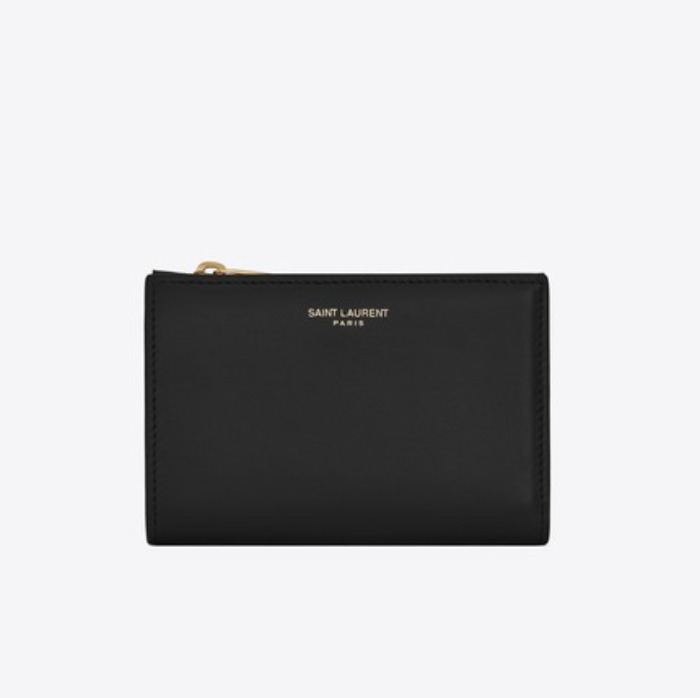 유럽직배송 입생로랑 SAINT LAURENT bi-fold zip wallet in shiny leather 58005803P0J1000