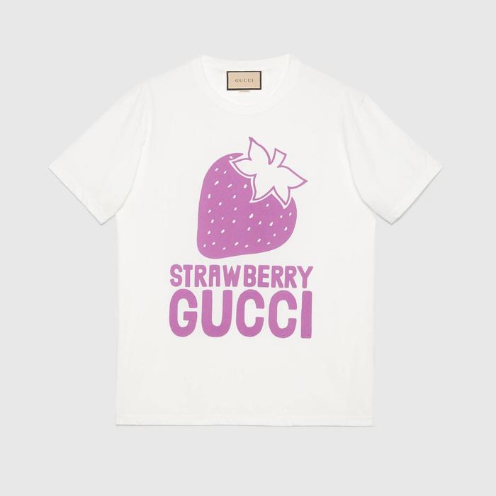 유럽직배송 구찌 티셔츠 GUCCI &#039;Strawberry Gucci&#039; cotton T-shirt 548334XJDWG9275