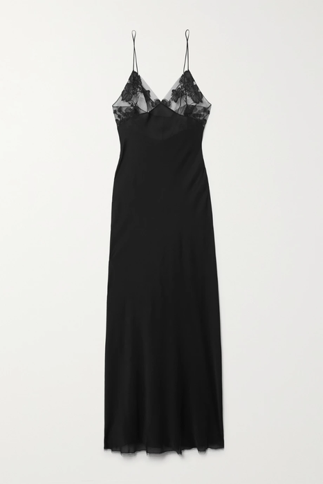유럽직배송 카린길슨 CARINE GILSON Chantilly lace-trimmed silk-charmeuse chemise 36856120585401038