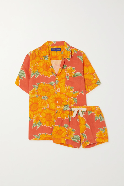 유럽직배송 데스몬드&amp;뎀지 파자마 세트 DESMOND &amp; DEMPSEY Tithonia floral-print linen-gauze pajama set 45666037504967906