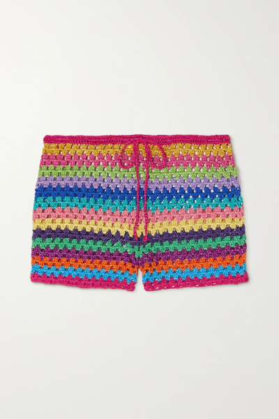 유럽직배송 로즈카민 ROSE CARMINE Metallic crochet-knit shorts 36856120584981892