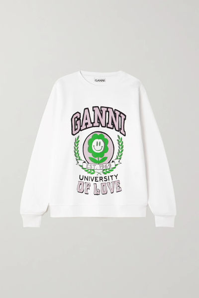 유럽직배송 가니 스웻셔츠 GANNI Flower University of Love printed organic cotton-blend jersey sweatshirt 38063312420359021