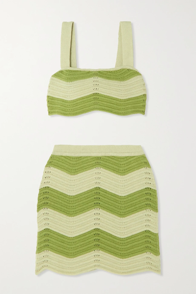 유럽직배송 리포메이션 REFORMATION Yara striped organic cotton cropped top and mini skirt set 1647597283630968