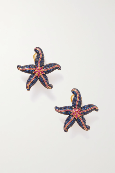 유럽직배송 베굼칸 클립 귀걸이 BEGÜM KHAN Sea Star gold-plated crystal clip earrings 1647597279296433