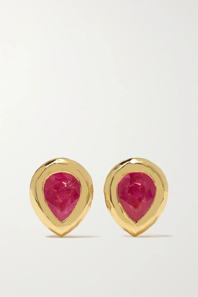유럽직배송 옥타비아 엘리자베스 귀걸이 OCTAVIA ELIZABETH + NET SUSTAIN Pear Nesting Gem 18-karat recycled gold ruby earrings 1647597283368937