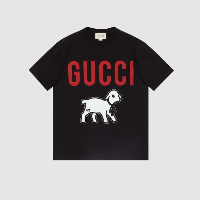 유럽직배송 구찌 GUCCI Oversize T-shirt with Gucci lamb 565806XJBTV1082