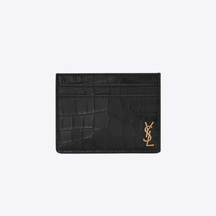 유럽직배송 입생로랑 SAINT LAURENT Tiny Monogram card case in crocodile embossed matte leather 607603DZE0W1000