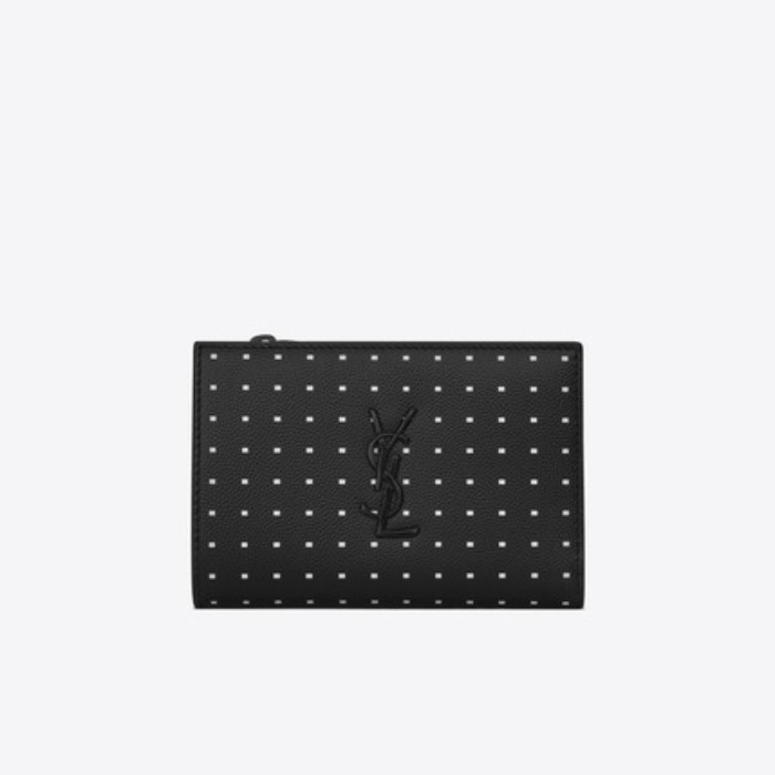 유럽직배송 입생로랑 SAINT LAURENT MONOGRAM two-part wallet in grain de poudre embossed leather with dotted squares 5841221JCAU1070