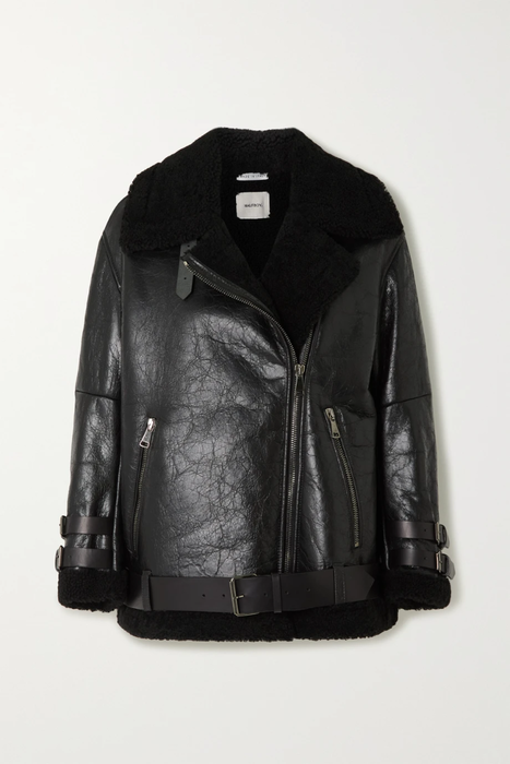 유럽직배송 HALFBOY Leather-trimmed shearling jacket 18706561955327474