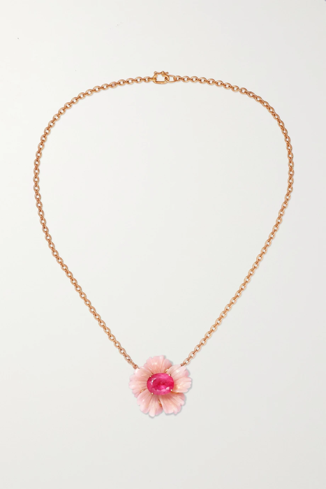 유럽직배송 아이린뉴워스 목걸이 IRENE NEUWIRTH Tropical Flower 18-karat rose gold, opal and tourmaline necklace 13452677152855619