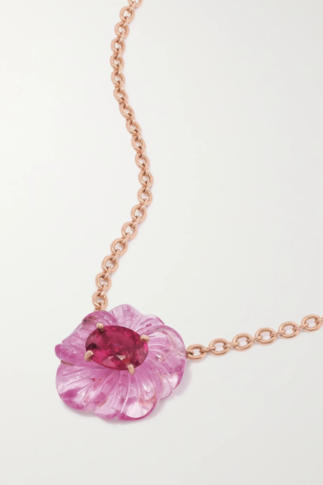 유럽직배송 아이린뉴워스 목걸이 IRENE NEUWIRTH Tropical Flower 18-karat rose gold tourmaline necklace 24062987016633229