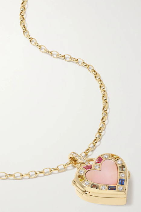 유럽직배송 SORELLINA Heart Locket 18-karat gold multi-stone necklace 25185454457516562
