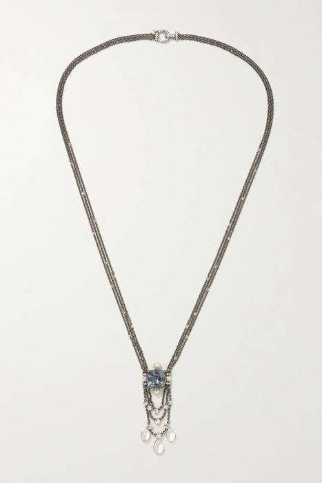 유럽직배송 나디아모겐텔러 목걸이 NADIA MORGENTHALER + NET SUSTAIN 18-karat blackened white gold and blackened sterling silver multi-stone necklace 560971905012971