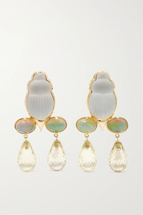 유럽직배송 리토 귀걸이 LITO Gioia large 14-karat gold, quartz, mother-of-pearl and opal earrings 27086482322986263
