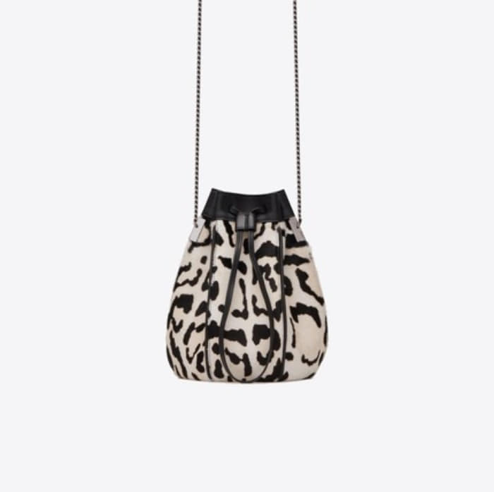 유럽직배송 입생로랑 SAINT LAURENT TALITHA small bucket bag in leopard-print pony-effect leather and smooth leather 6091841P31R9074