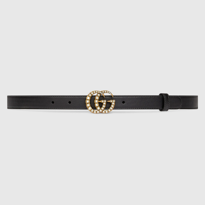 유럽직배송 구찌 GUCCI Gucci Leather belt with pearl Double G buckle 476342AP0WT8681