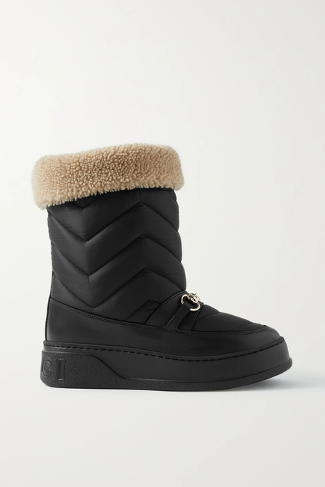 유럽직배송 구찌 스노우 부츠 GUCCI Horsebit shearling and leather-trimmed quilted shell snow boots 30629810019427452