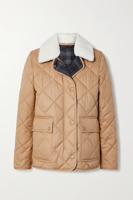 유럽직배송 버버리 BURBERRY Faux shearling-trimmed quilted padded cotton-twill jacket 24772899113399978