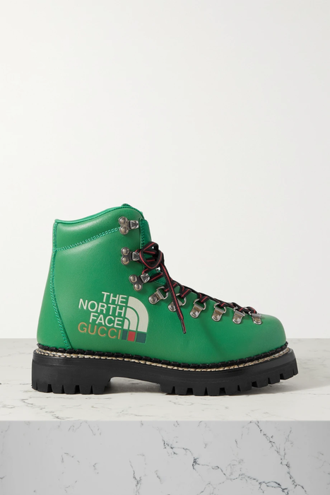 유럽직배송 구찌 앵클부츠 GUCCI + The North Face logo-embroidered canvas-jacquard and leather ankle boots 30629810019426544