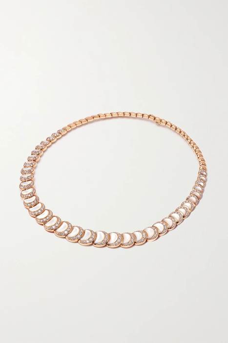 유럽직배송 데이비드 모리스 목걸이 DAVID MORRIS Fortuna 18-karat rose gold, mother-of-pearl and diamond necklace 29419655931484176