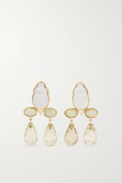 유럽직배송 리토 귀걸이 LITO Gioia small 14-karat gold, quartz, mother-of-pearl and opal earrings 27086482322986258