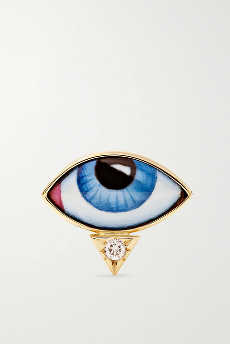 유럽직배송 리토 귀걸이 LITO Petit Bleu 14-karat gold, enamel and diamond single earring 27086482322988549
