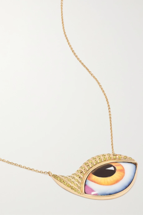 유럽직배송 리토 목걸이 LITO Studio 54 Grand Jaune 14-karat gold, enamel and diamond necklace 27086482322985565