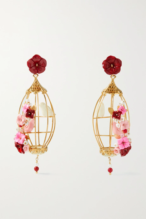 유럽직배송 OF RARE ORIGIN Lovebirds gold vermeil multi-stone earrings 34344356237061767