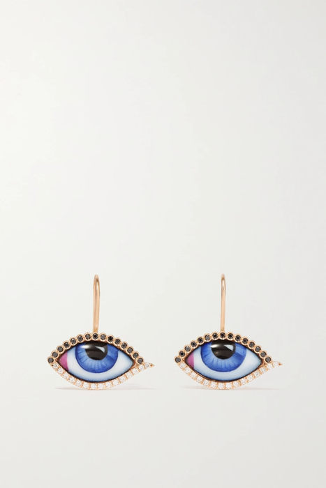 유럽직배송 리토 귀걸이 LITO Petit Bleu 14-karat rose gold, enamel and diamond earrings 27086482322988546