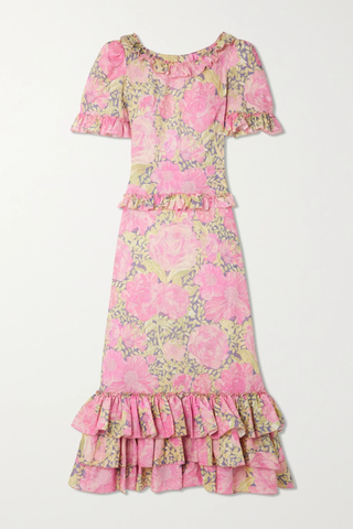 유럽직배송 더뱀파이어스와이프 원피스 THE VAMPIRE&#039;S WIFE The Heidi open-back ruffled floral-print linen and cotton-blend maxi dress 33258524072810227
