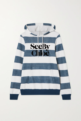 유럽직배송 씨바이 끌로에 후디 SEE BY CHLOÉ Flocked striped cotton-jersey hoodie 1647597280568761