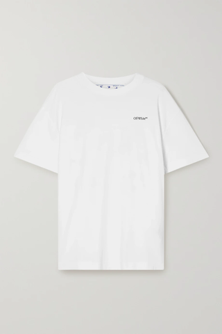 유럽직배송 오프화이트 티셔츠 OFF-WHITE Embroidered printed cotton-jersey T-shirt 38063312418478743