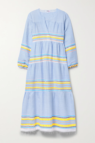 유럽직배송 렘렘 원피스 LEMLEM Kitelli fringed striped cotton-blend gauze midi dress 42247633207905025