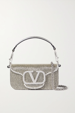 유럽직배송 발렌티노 숄더백 VALENTINO Garavani VLOGO crystal-embellished beaded leather shoulder bag 46376663162442695