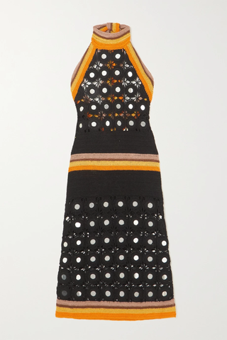유럽직배송 웨일스보너 원피스 WALES BONNER Marimba mirror-embellished striped crocheted cotton midi dress 43769801095443384