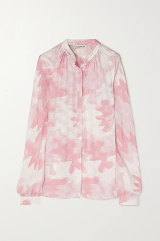 유럽직배송 랑방 블라우스 LANVIN Camouflage-print silk-blend jacquard blouse 43769801095341344