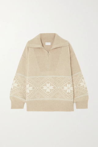 유럽직배송 WE NORWEGIANS Snowflake Fair Isle merino wool-blend half-zip sweater 38063312420663622